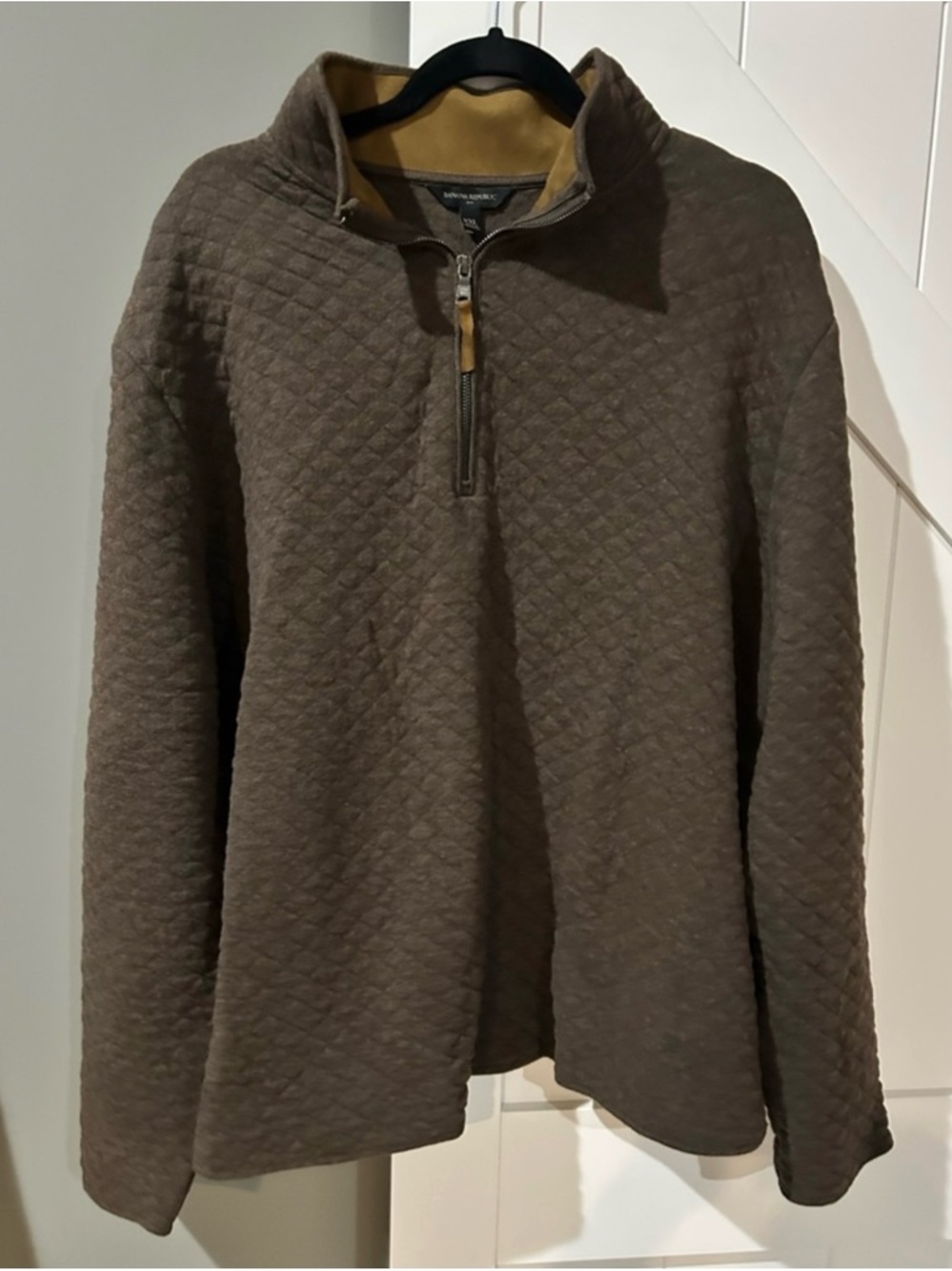 Banana Republic Men's Quilted Half-Zip Sweater - Brown